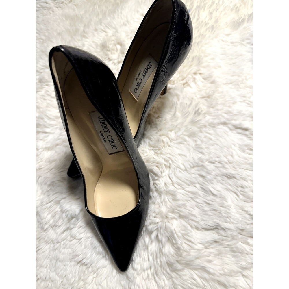 Jimmy Choo Black Patent Leather Pointed Toe Platform Pumps Stilettos Size 36